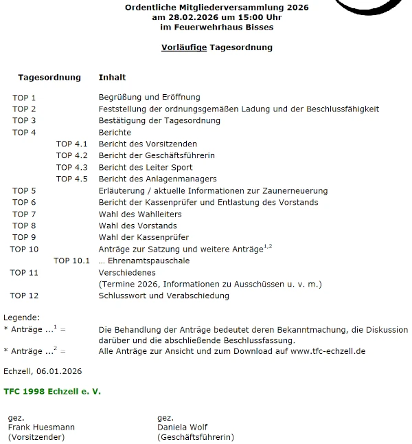 Mitgliederversammlung 2026