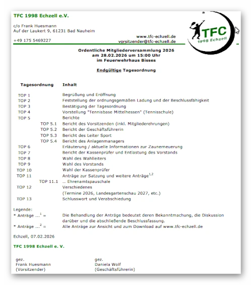 Mitgliederversammlung 2026