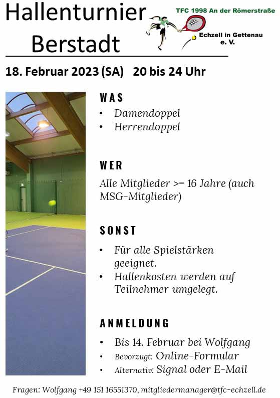 Einladung Doppel-Turnier 02/2023