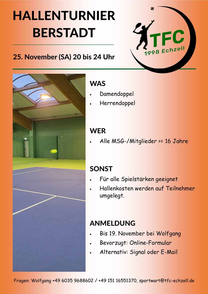 Einladung Doppel-Turnier 11/2023