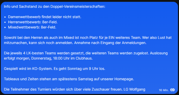 Sachstand am 30.08.2023