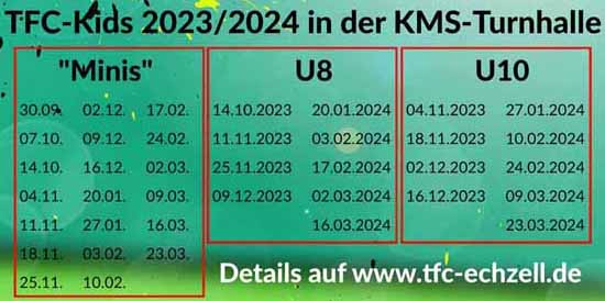 Tennis-Kids 'schnuppern' Termine 2023/2024