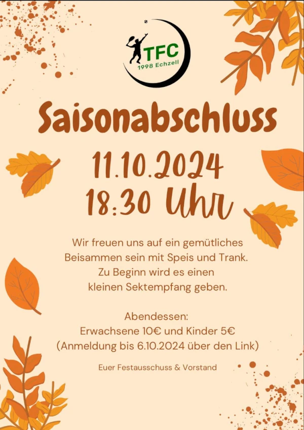 Einladung 'Offizieller' Saisonabschluss 11.10.2024